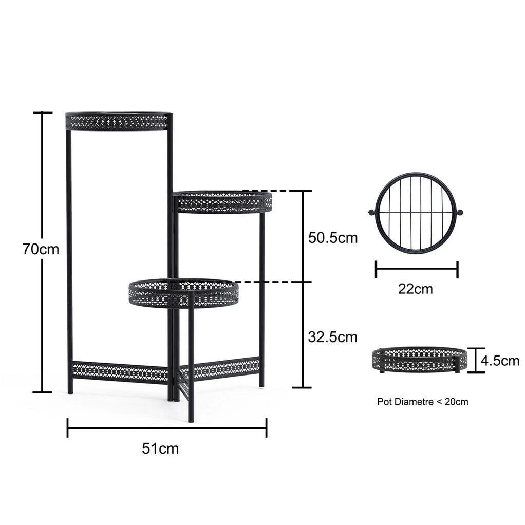 Vintage Corner Flower Pot Stand with Metal Shelves(L)