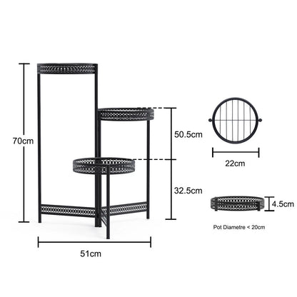 Vintage Corner Flower Pot Stand with Metal Shelves(L)