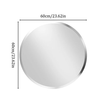 Beveled Glass Wall Mirror for Bathroom & Living Room(#2 Round - 60x60cm/ 23.62x23.62 inch)