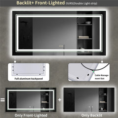 Frameless LED bathroom mirror edge detail
