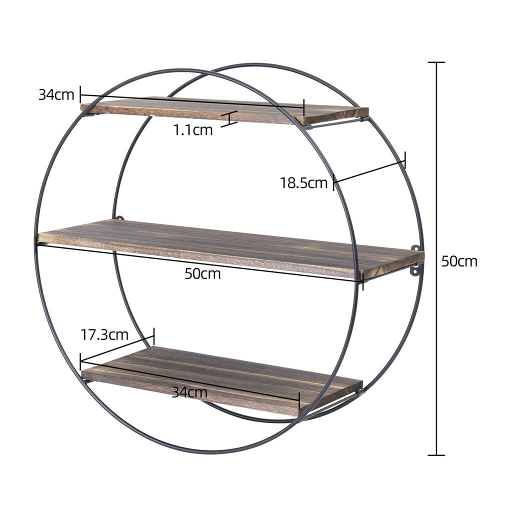 Small Round Unit P&P Large Round Wall Unit Industrial Iron Style Retro Metal Wood Home ...