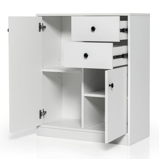 Storage Cabinet – 2-Drawer Cupboard, Kitchen Organizer, Hallway Table (White)