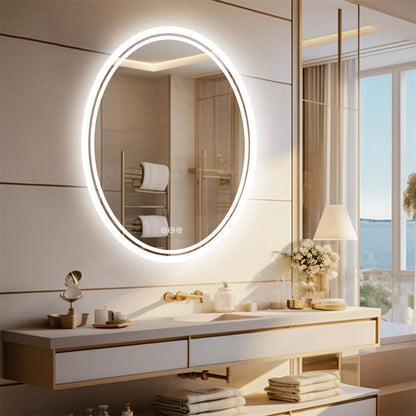 600-800Mm Smart Frameless Led Bathroom Mirror Oval Demist Vanity Makeup Mirror