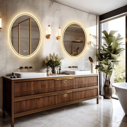 600-800Mm Smart Frameless Led Bathroom Mirror Oval Demist Vanity Makeup Mirror
