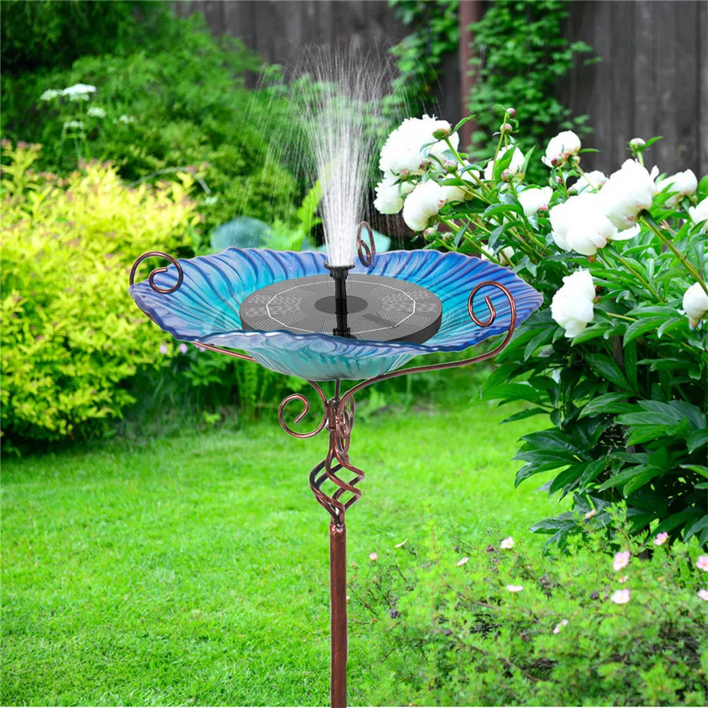 Outdoor Garden Bird Bath and Feeder with Flower Bowl and Stand