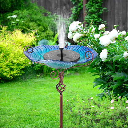 Outdoor Garden Bird Bath and Feeder with Flower Bowl and Stand