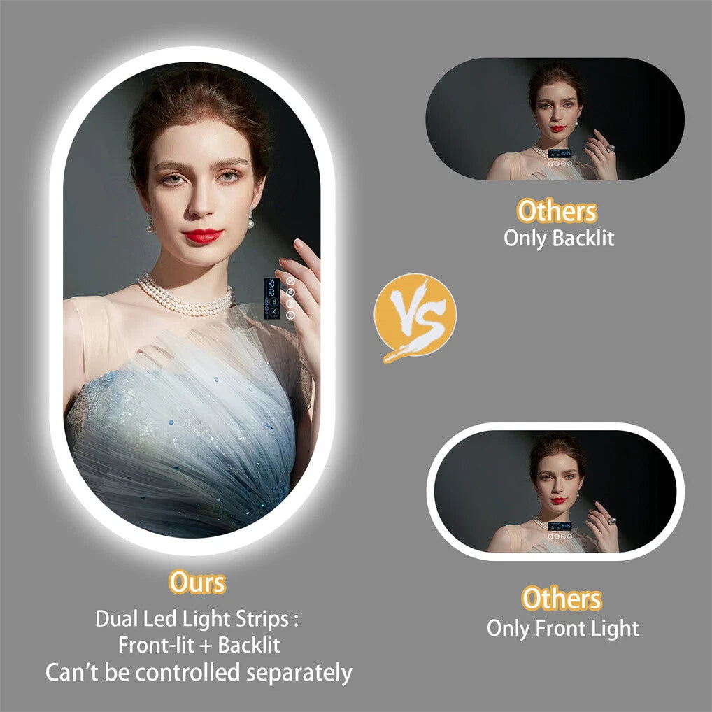 P&P Silver Oval Bluetooth LED Bathroom Mirror