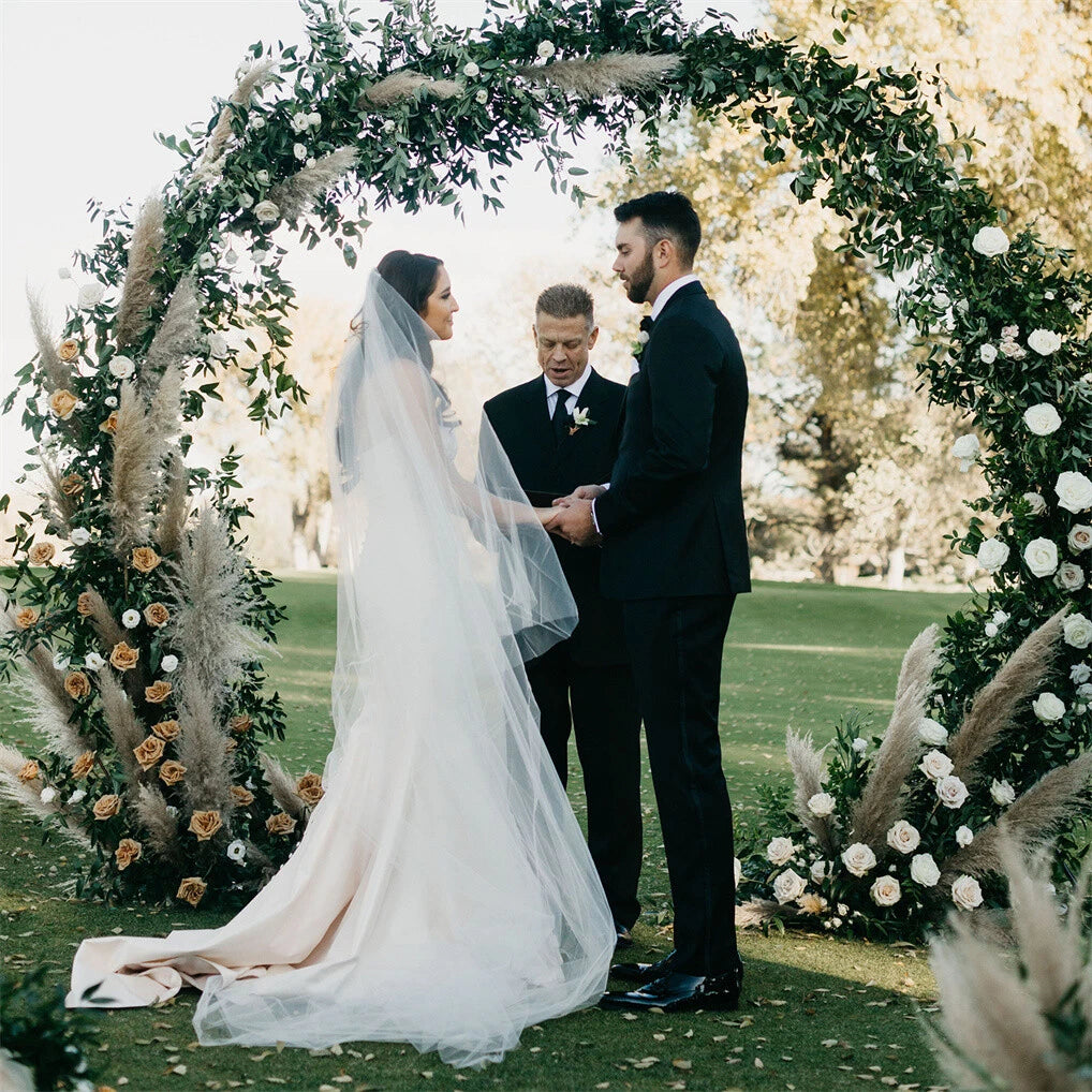 P&P Round Arch Backdrop Stand for Wedding Party Metal Pipe Frame Archway Decoration Indoor Outdoor Double Rails