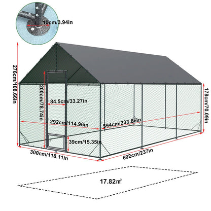 P&P 3-6M Walk-In Chicken Coop Run Outdoor Hen Cage Enclosure with Cover