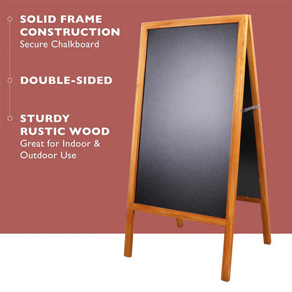 P&P Rustic Wooden Double-Sided Chalkboard Sign for Indoor & Outdoor Use