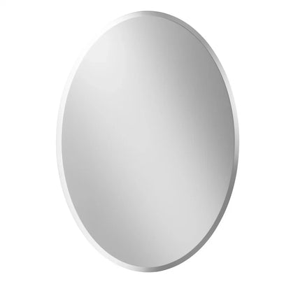 Beveled Edge Oval Wall Mirror, Frameless Decorative Glass Mirror for Bathroom, Living Room, Entryway, Hallway - 50x70cm