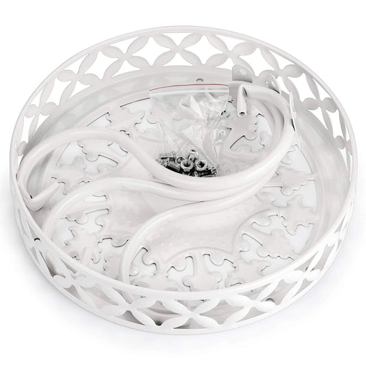 Metal Flower Pot Stands Set of 2 for Indoor Outdoor(White)