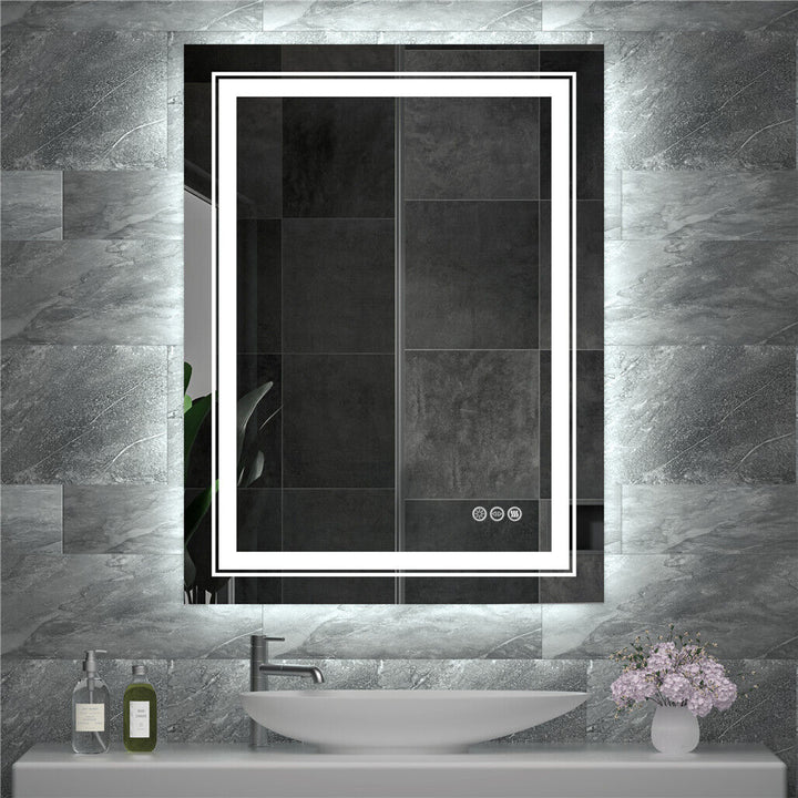 Rectangular LED Bathroom Mirror — Anti-Fog, Multiple Sizes