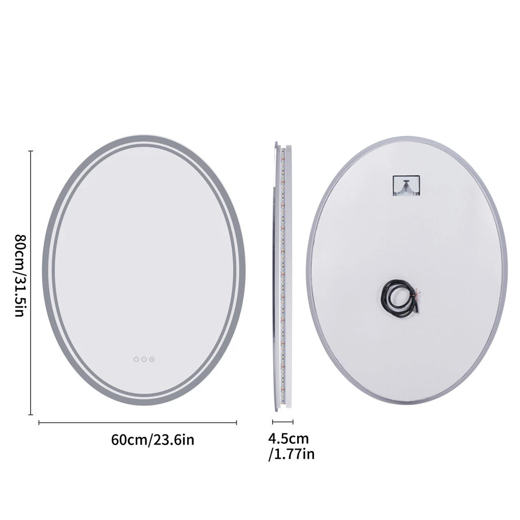 600-800Mm Smart Frameless Led Bathroom Mirror Oval Demist Vanity Makeup Mirror