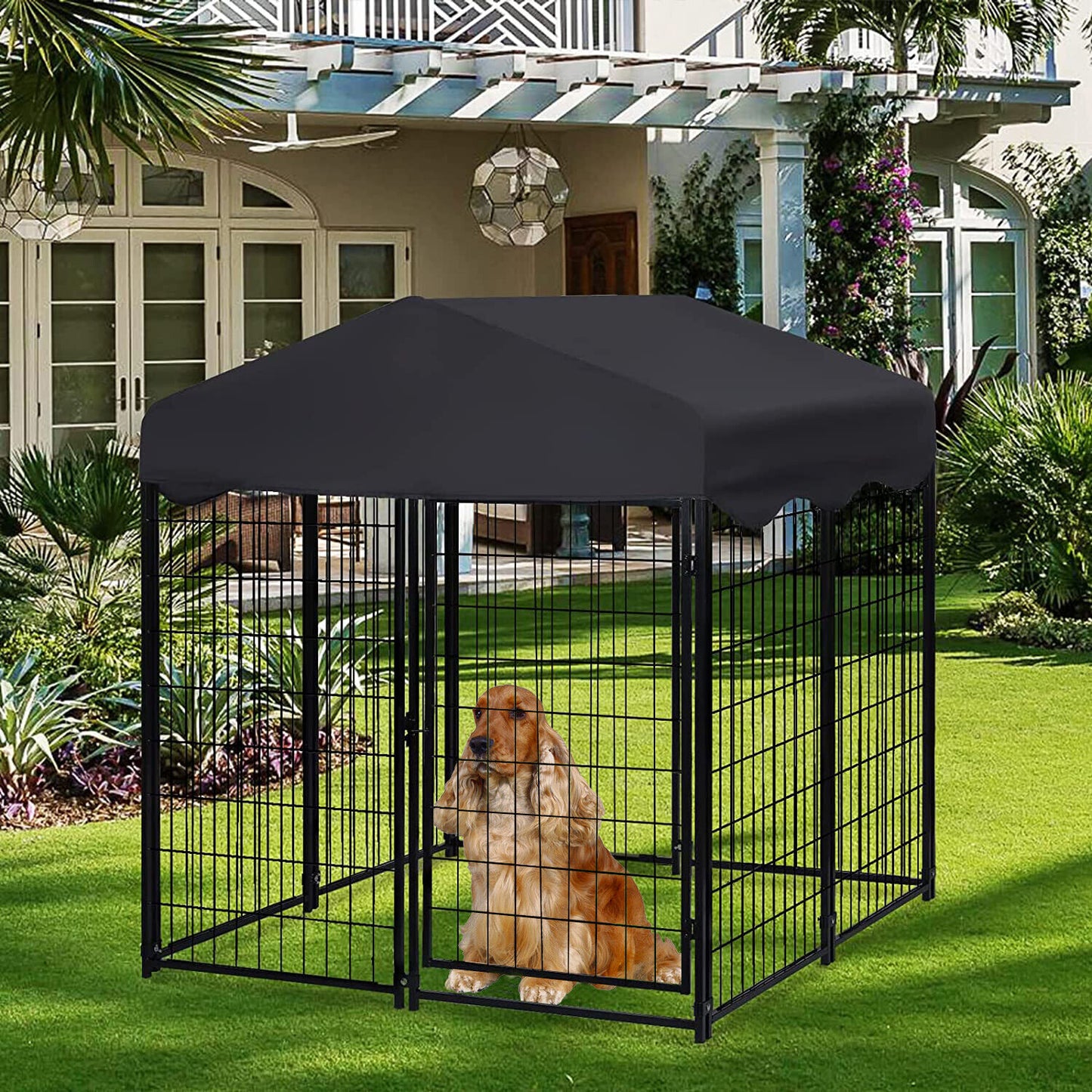 Dog Playpen House Heavy Duty Large Outdoor Dog Kennel Anti Rust Metal Pet Crate