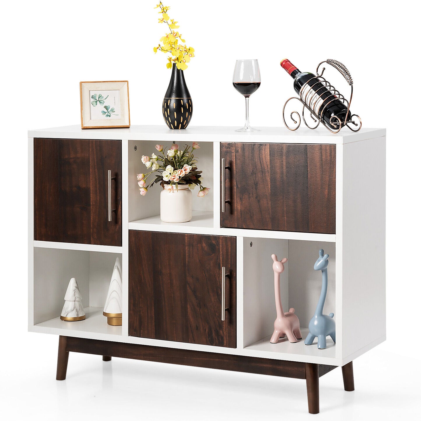 3-door-storage-cabinet-display-shelf-console-table-tv-stand-pine-legs