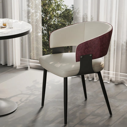 High-End Leather Upholstered Dining Chairs - Padded Leisure Chair with Backrest