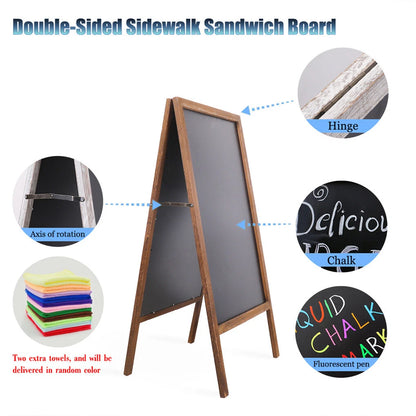 P&P Rustic Wooden Double-Sided Chalkboard Sign for Indoor & Outdoor Use