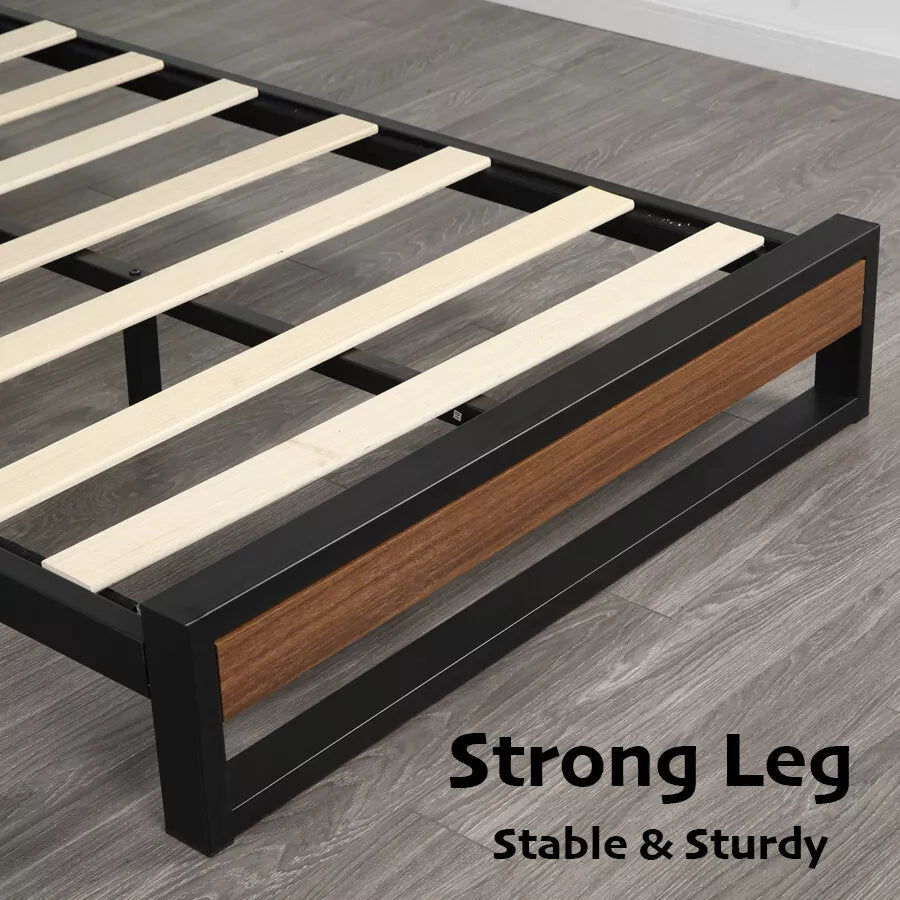 Queen Size Metal & Wood Bed Frame Sale