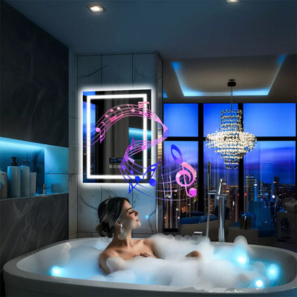 LUVODI LED Bathroom Mirror with Bluetooth Speaker, Anti-Fog, and Memory Function