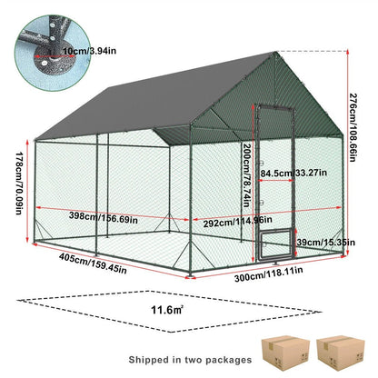 P&P 3-6M Walk-In Chicken Coop Run Outdoor Hen Cage Enclosure with Cover