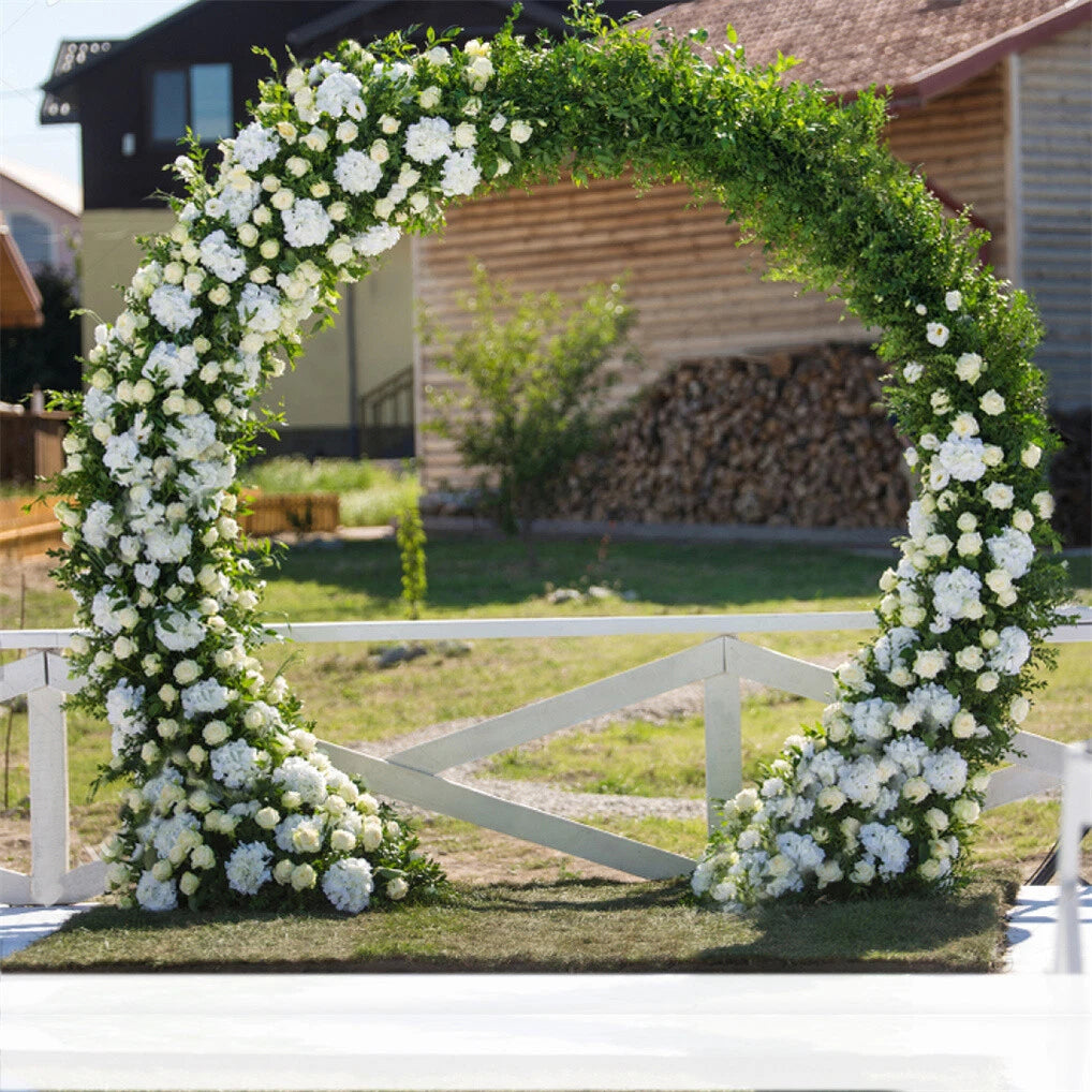 P&P Round Arch Backdrop Stand for Wedding Party Metal Pipe Frame Archway Decoration Indoor Outdoor Double Rails
