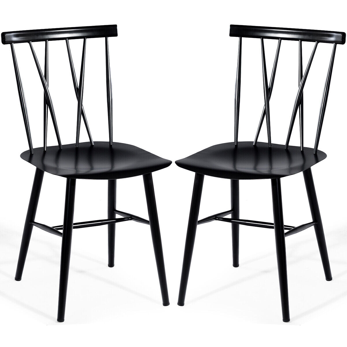 Set of 2 Metal Dining Chairs Kitchen Bar Stools Counter Height Seats