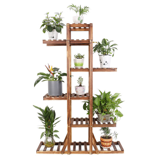 P&P 6-Layer Wood Plant Shelf ? Indoor & Outdoor Use