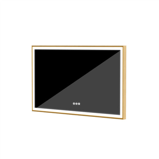 P&P LUVODI Large Gold LED Bathroom Mirror Anti-fog Aluminum Frame HD Makeup Mirror