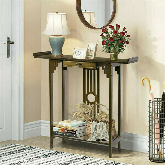 vintage-hallway-console-table-entryway-desk-sofa-side-accent-table-bottom-shelf