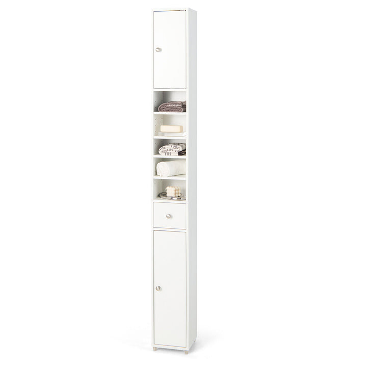 Tall Freestanding Floor Storage Cabinet — Adjustable Shelves