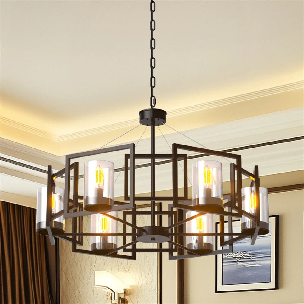 Elegant Black 6 Light Rustic Farmhouse Chandelier