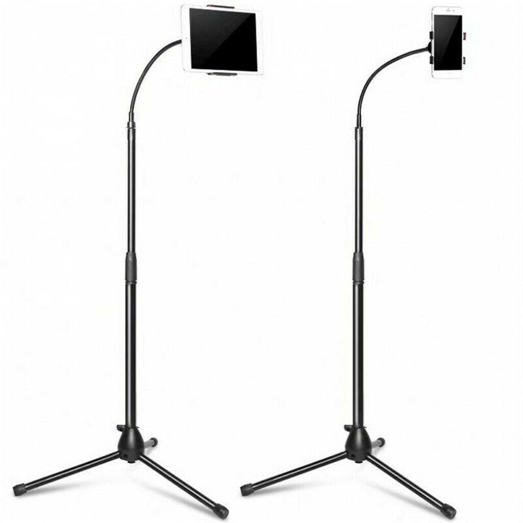 gooseneck-phone-floor-stand-cell-phone-tripod-holder-360-degree-adjustable-black