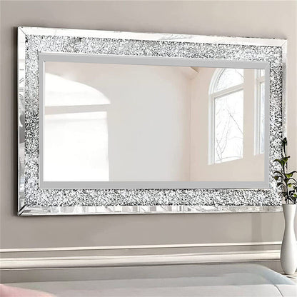 Modern Oversized Diamond Crushed Crystal Full Length Mirror