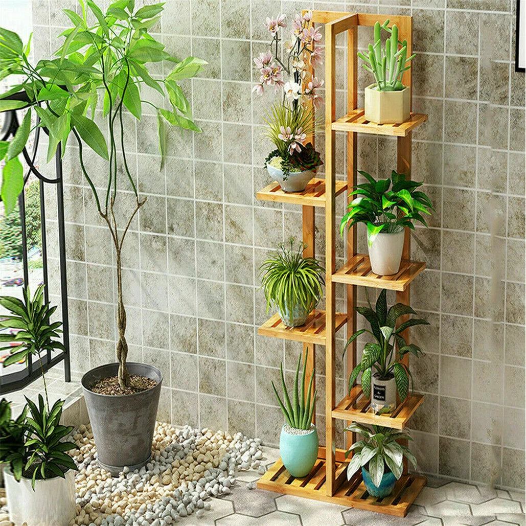 Indoor Outdoor Bamboo Tall Flower Display Stand