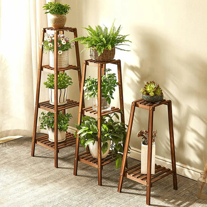 Adjustable Bamboo Plant Stand and End Table for Indoor Use(S)