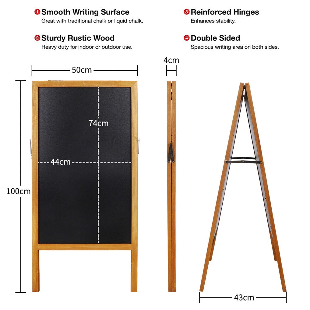 P&P Rustic Wooden Double-Sided Chalkboard Sign for Indoor & Outdoor Use