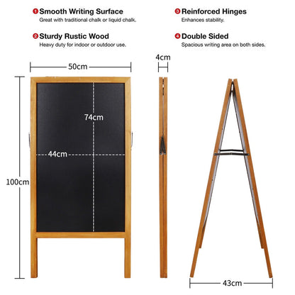 P&P Rustic Wooden Double-Sided Chalkboard Sign for Indoor & Outdoor Use