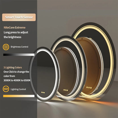 Dual Illuminated LED Oval Bathroom Mirror Anti-Fog Makeup Vanity Mirror with Front & Back Lights, Dimmable Touch Control, IP44 Waterproof