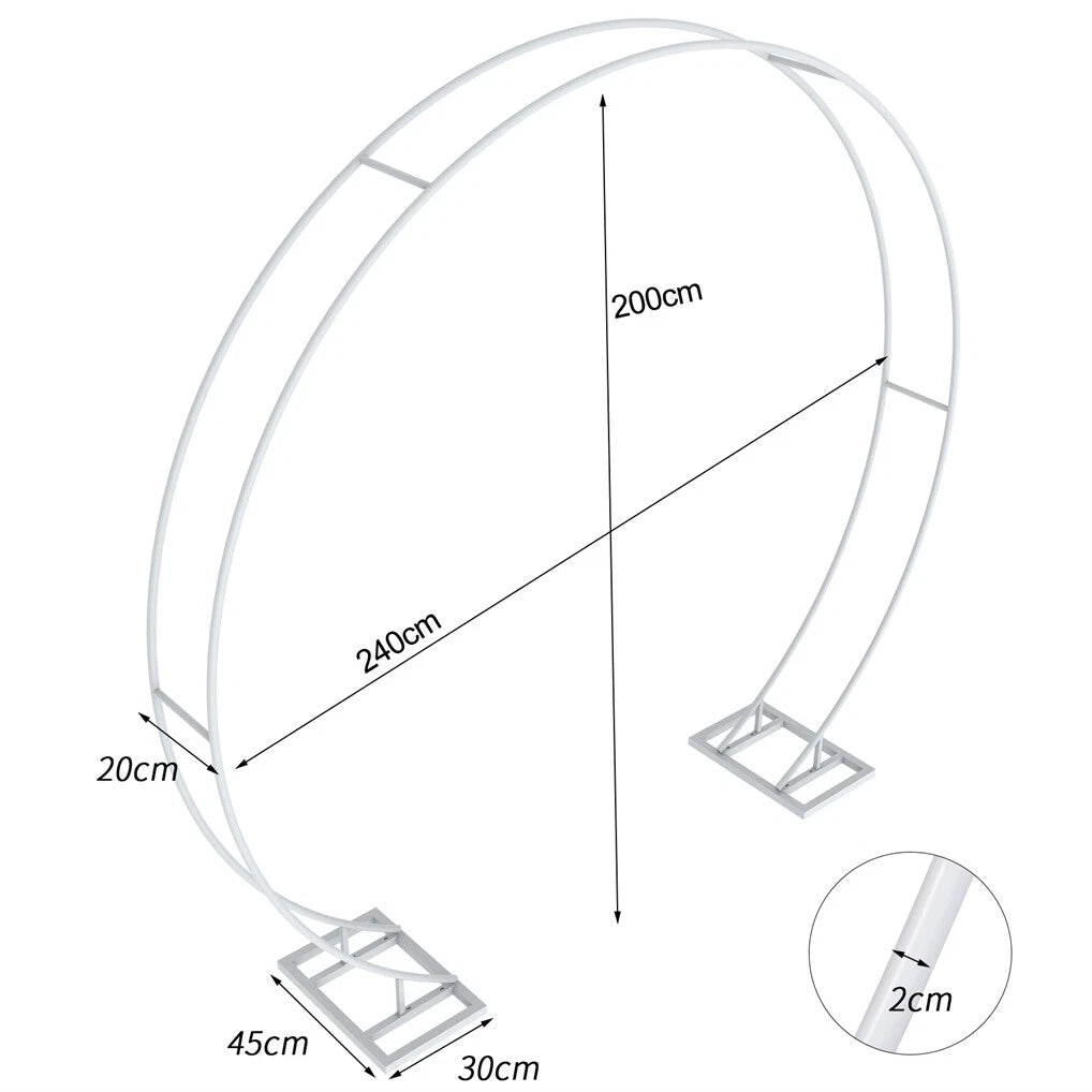 P&P Round Arch Backdrop Stand for Wedding Party Metal Pipe Frame Archway Decoration Indoor Outdoor Double Rails
