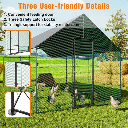 P&P 3-6M Walk-In Chicken Coop Run Outdoor Hen Cage Enclosure with Cover