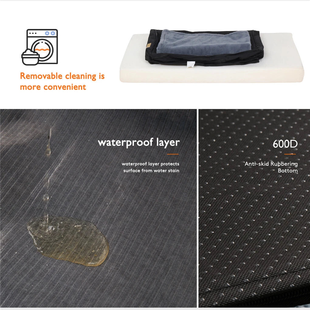 P&P Deep Gray Orthopedic Dog Bed With Foam Cushion And Washable Waterproof Cover