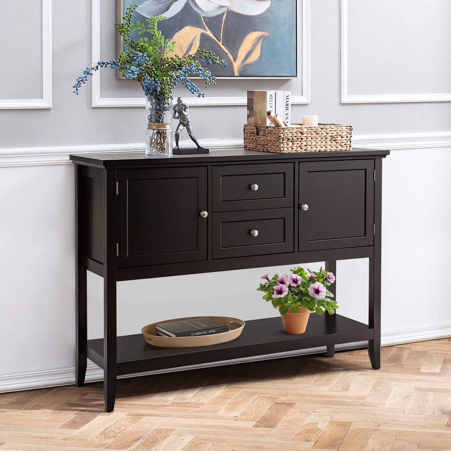 buffet-sideboard-cabinet-kitchen-cupboard-storage-shelf-hall-console-table-wood