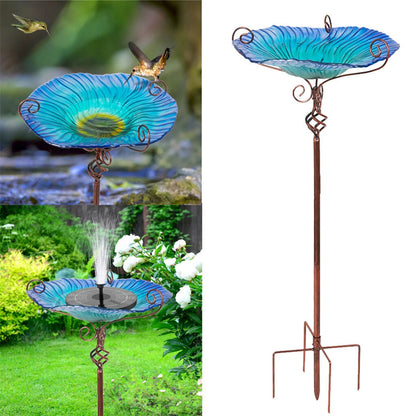 Outdoor Garden Bird Bath and Feeder with Flower Bowl and Stand