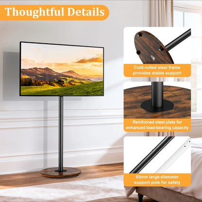 Rolling TV Cart for 40-75 Inch TVs Mobile Floor Stand with Wheels Black 50kg Capacity