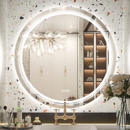 Buy Large Round LED Bathroom Mirror – Anti-Fog & Dimmable AU
