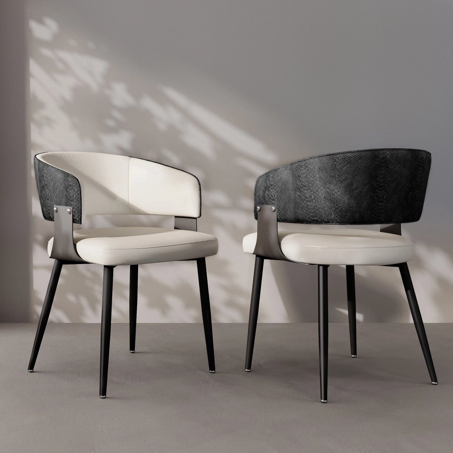 High-End Leather Upholstered Dining Chairs - Padded Leisure Chair with Backrest