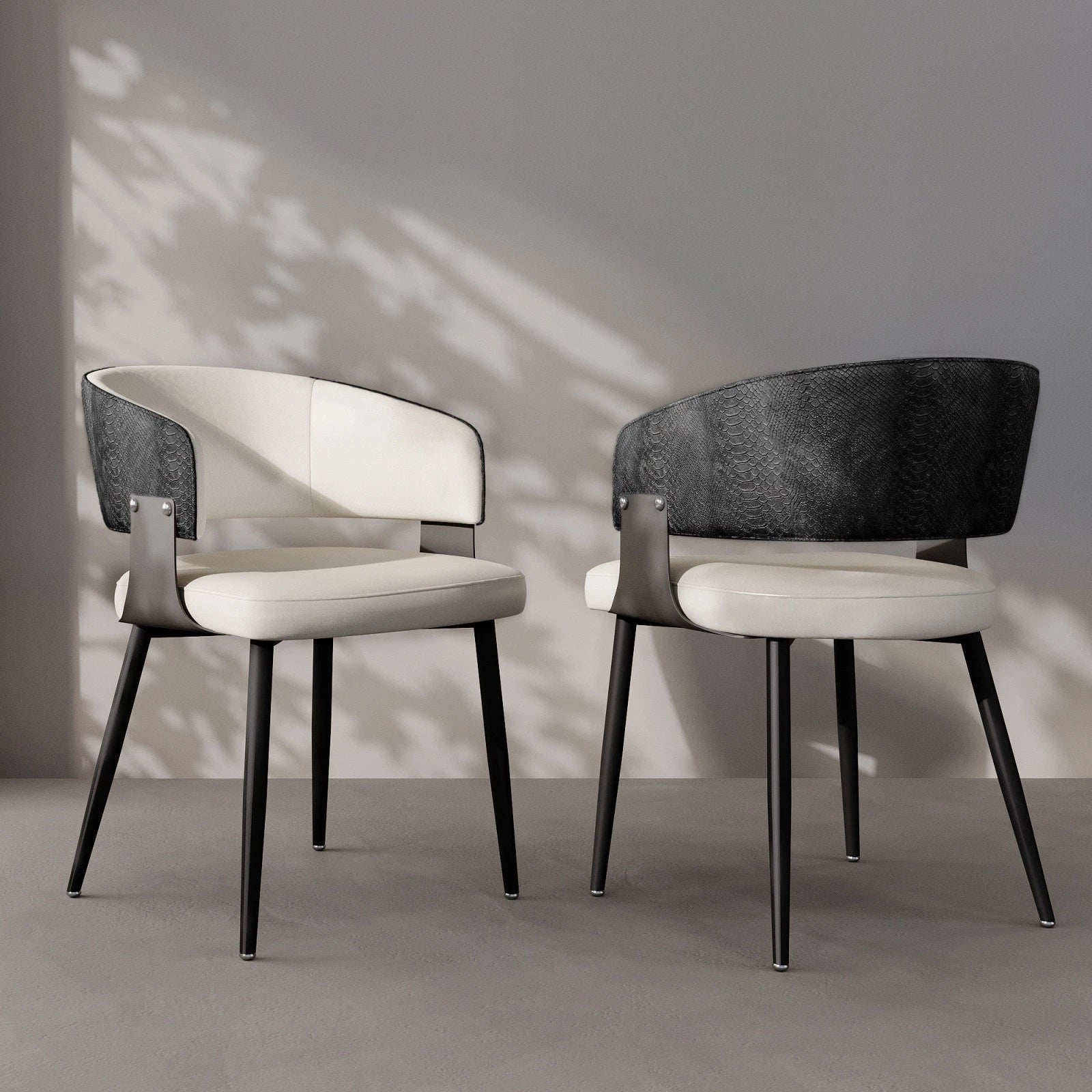 High-End Leather Upholstered Dining Chairs - Padded Leisure Chair with Backrest