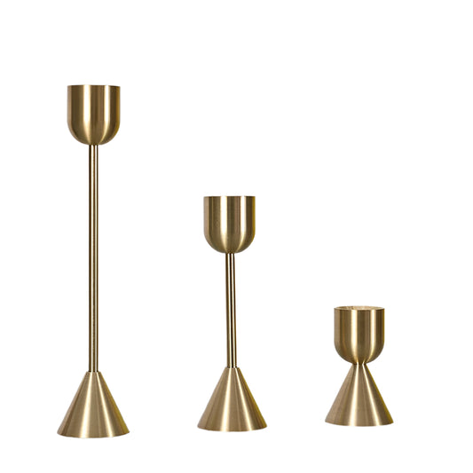 3X Aluminum Decorative Candlestick Holder Taper Candle Holders for Wedding Dinning