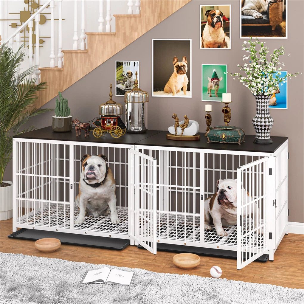 Wooden Dog Crate With Removable Tray & 3 Doors